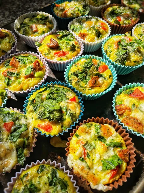 [homemade] egg bites with whatever's left in the fridge