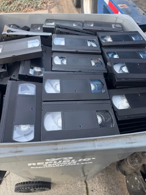 For almost 2 months now this trash can on my route has been filled with unmarked vhs tapes. I’m afraid of what’s on them.