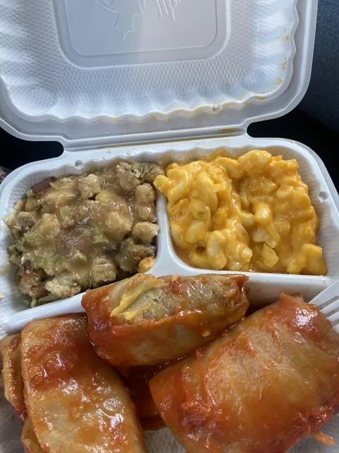 [i ate] Stuffed cabbage with mac n cheese and stuffing from a local Pennsylvania Dutch market