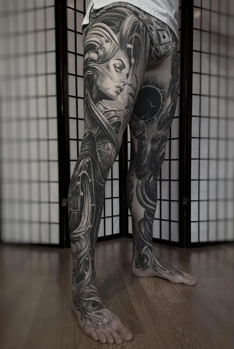 Two leg sleeves done by Tattoo Artist Vas, shop Chronic Ink. Brooklyn, NY