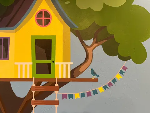 Playroom mural for our little girl is complete!