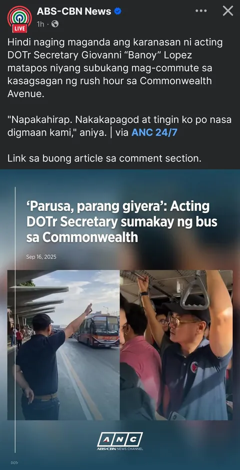 'Parusa, parang giyera': Acting DOTr Secretary sumakay ng bus sa Commonwealth