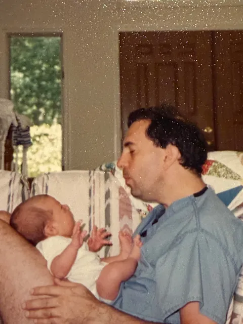 (OC) A picture of my dad with me (#1) and my newborn (#2)