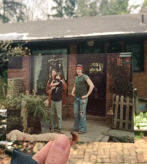my grandma’s house, sometime in the 70s matched up to the house as it is today.