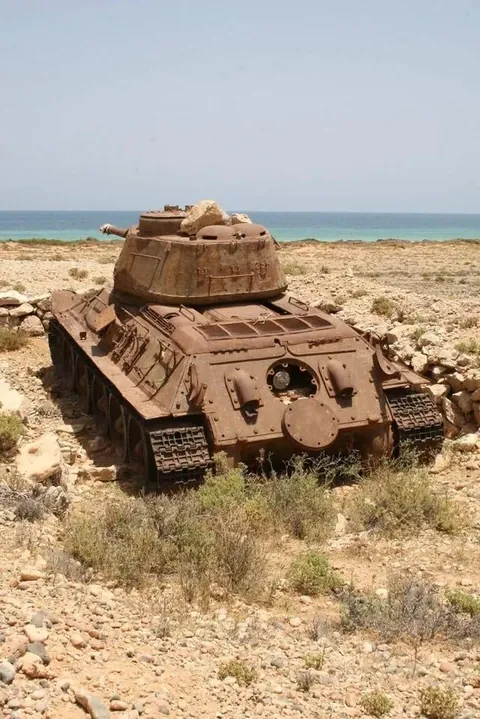 An Abandoned T-34 Tank On The Yemeni Island Of Socotra.