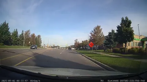 [OC] My wife narrowly avoided a crash after school drop-off this morning — thankful for her quick reflexes