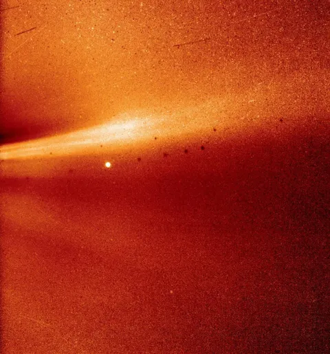 The first pic that was ever taken inside the Sun's corona by the Parker probe about 17 million miles from the Sun. The white dot is Mercury