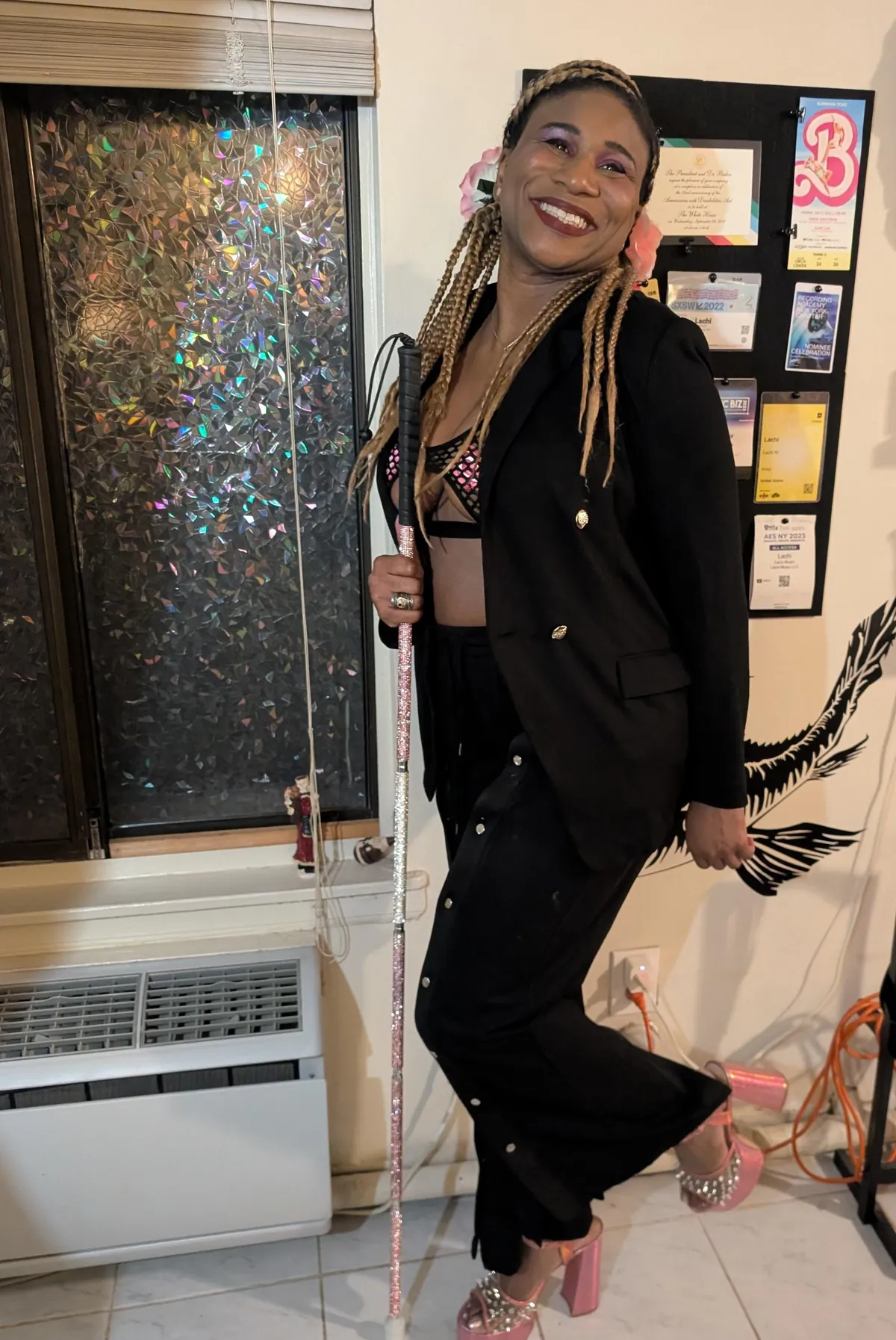 My SO is blind and I do her makeup, a splash of pink for a night out! I've been reigning in the wing length, I think it frames her face better?