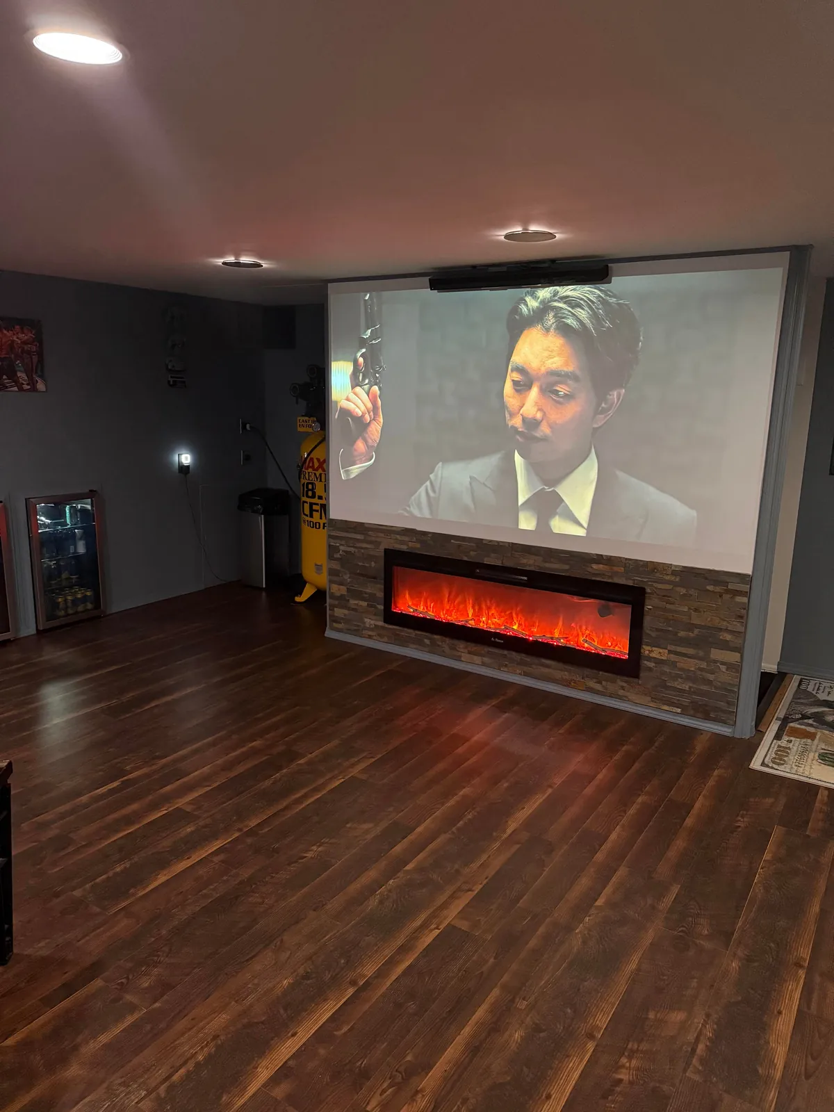 Finished the 2nd floor of my garage into a Home Theatre and Gym.