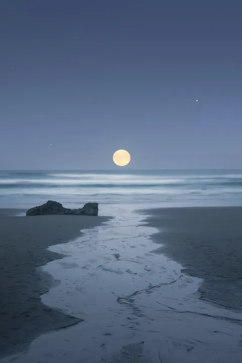 The moon setting on the Oregon Coast [oc][1534x2301]