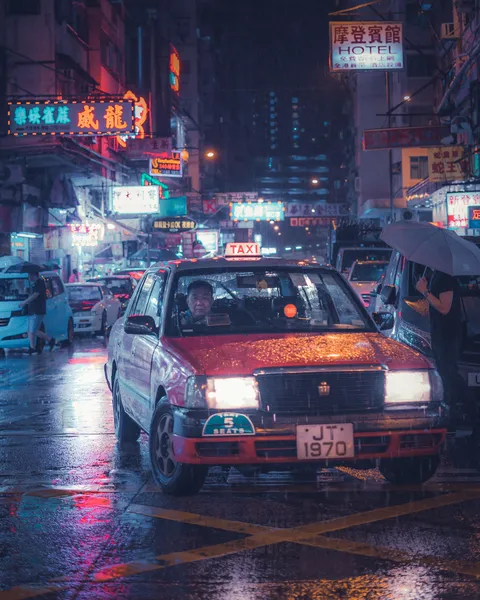 ITAP of a Taxi during a rain storm