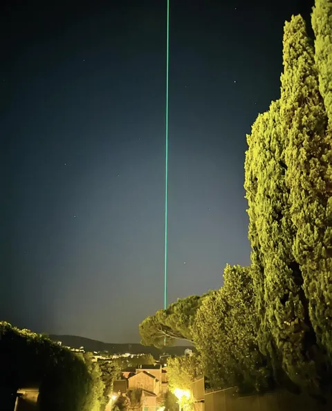 Every night this light/laser comes from out of nowhere and appears to be thousands of miles long.