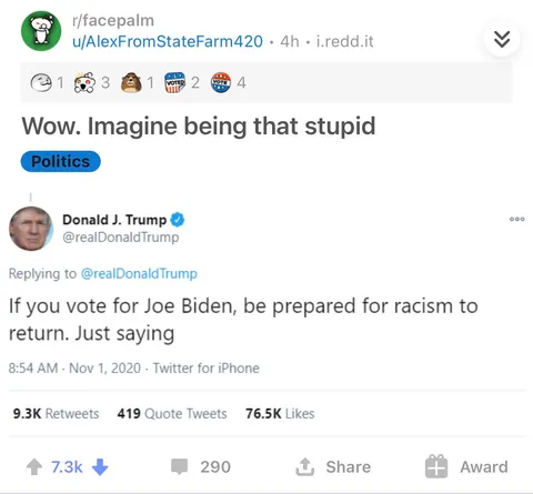 Reddit is going into overdrive with the photoshops/misinformation; 7,000 upvotes, 10 awards on a non-political subreddit about something that Trump NEVER tweeted