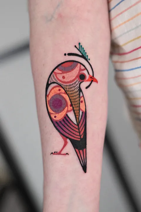 Swirly birb by me, Max Murphy at Living Lore Tattoo in Ellicott City, MD