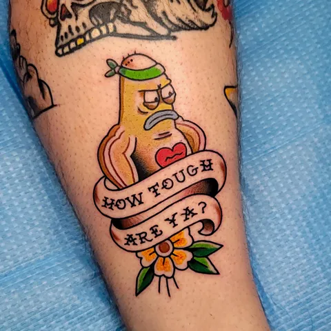 classic spongebob done by j kirsch of sinful art tattoo in glassboro nj