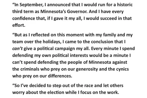 Tim Walz drops re-election bid
