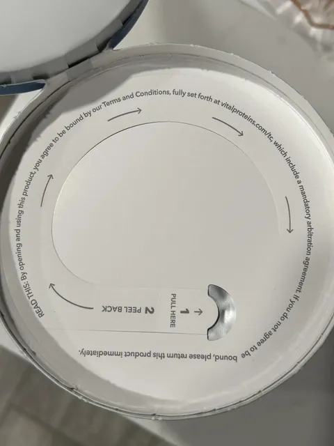 My collagen powder container has a Terms and Conditions agreement when you open the lid. 