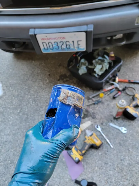 When the quick oil change before your parents visit takes 90 minutes because this guy is welded on.