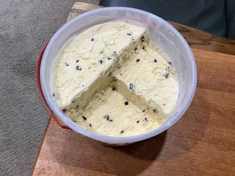 My cousin eats ice cream like he works at a quarry.