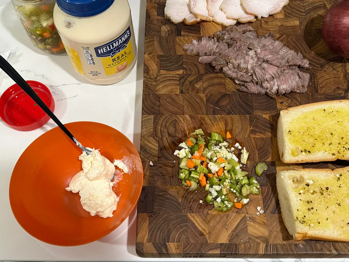 [homemade] steak and turkey sub