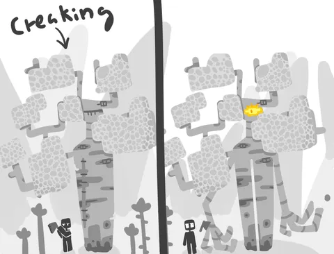 my concept for the creaking and the pale forest from before the leaks