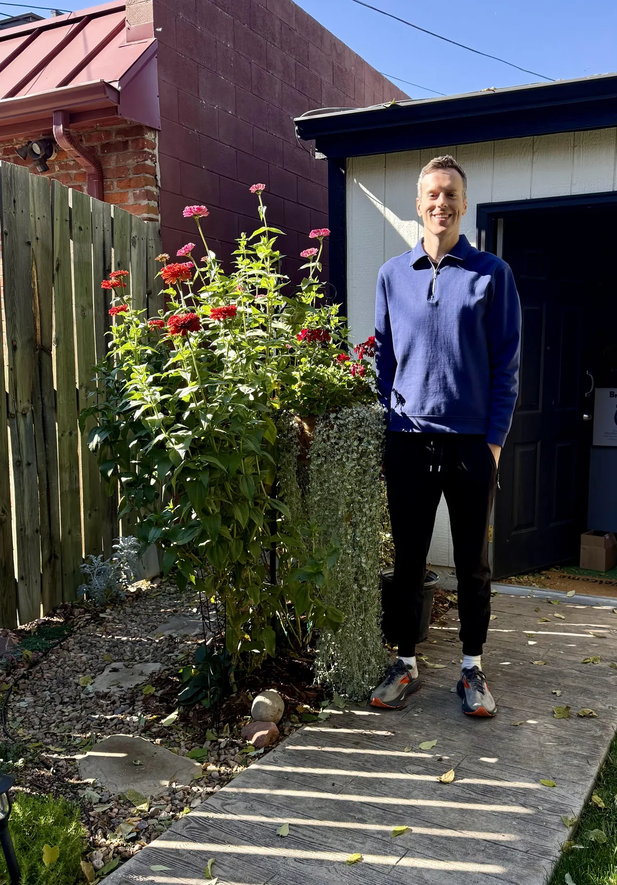 First time growing zinnias, and they’re almost as tall as me (6’5’’!). But…RIP (first hard freeze tonight).