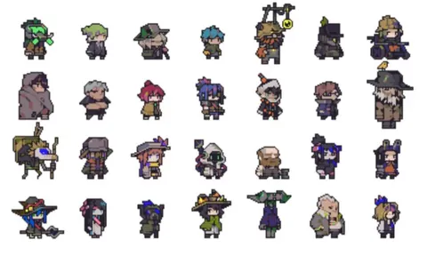 All 28 characters in my pixel art project