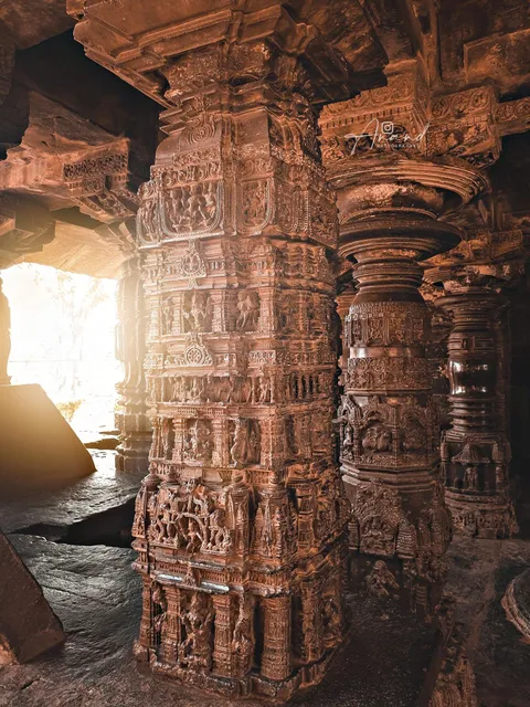 The craftsmanship on this pillar in the Trikuteshwar Hindu Temple in India