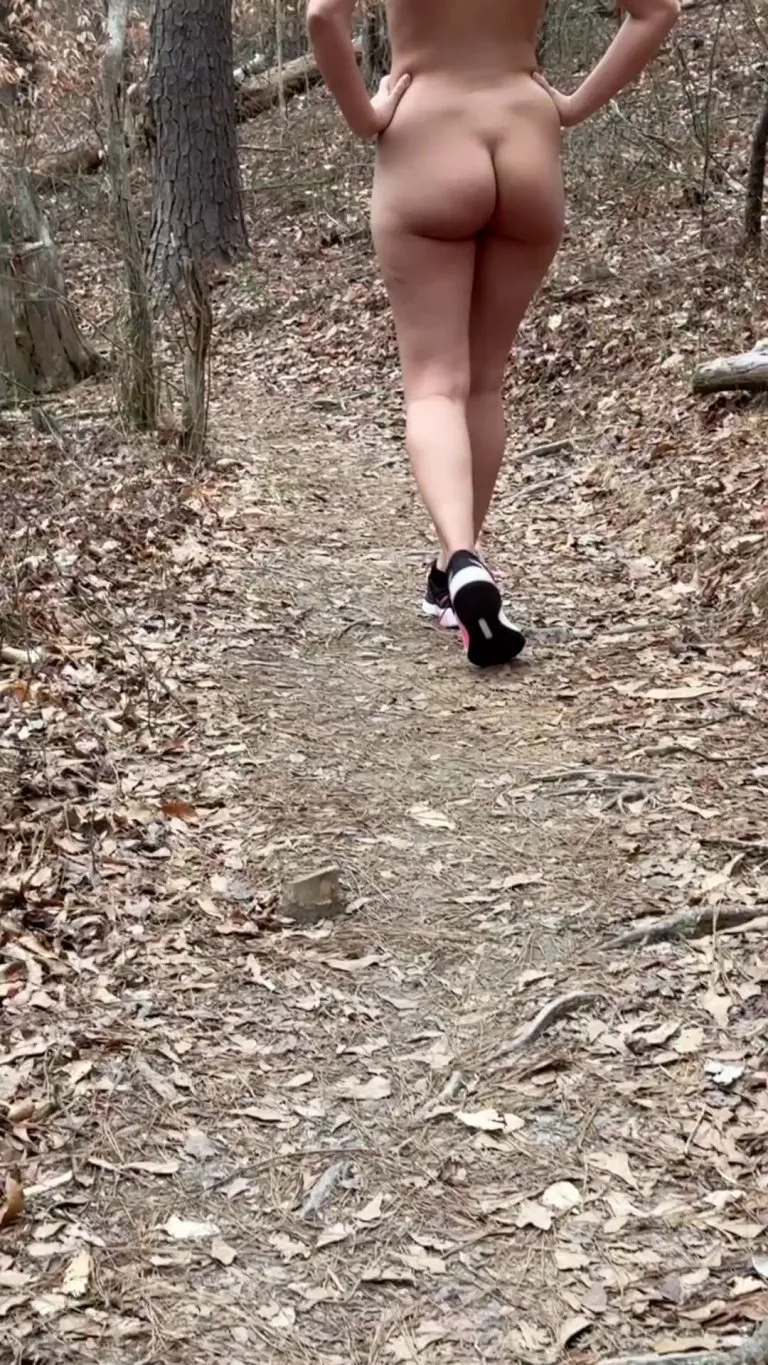 The hiking trails at my local park were empty, so I took everything off except my shoes… [gif]