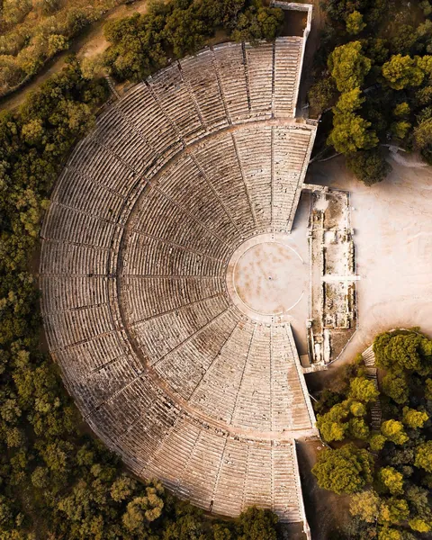 Theatre of Epidaurus, Greece. Built ca. 340 BC, famed for its perfect acoustics, still used for the Athens-Epidaurus festival every summer.