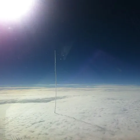 A rocket leaving Earth's atmosphere [612x612]