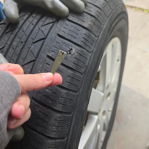 Husband got a flat on the way home last night...