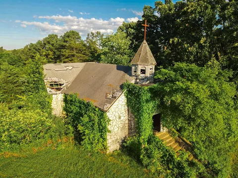 Nature taking over an abandoned church