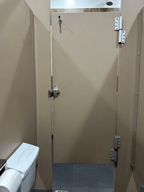All public restrooms in America seem to be like this - why bother having a door if it doesn’t cover you?