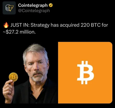 Strategy has acquired 220 BTC for ~$27.2 million