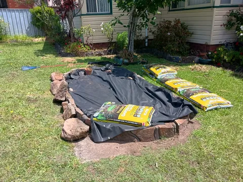 Garden beds and weed mat