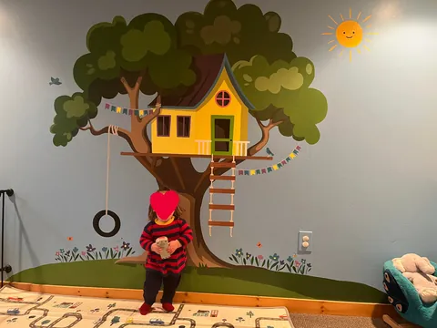 Playroom mural for our little girl is complete!