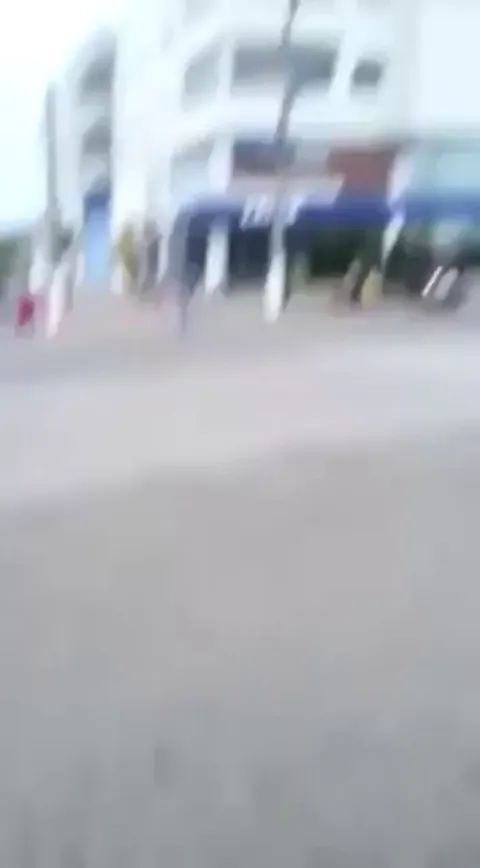 Helicopter lands in the middle of the sidewalk