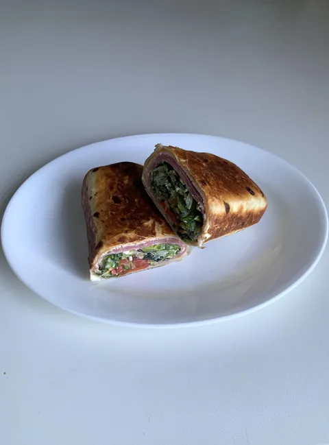 (OC) Perfectly grilled turkey wrap.
