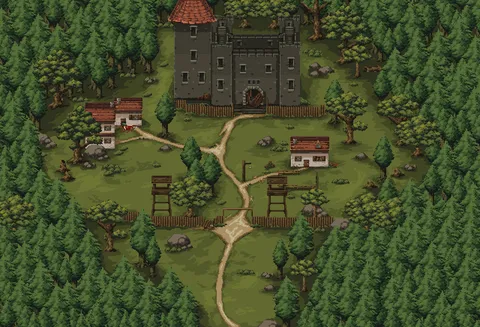 The abandoned keep. An exterior map from the game I'm working on.