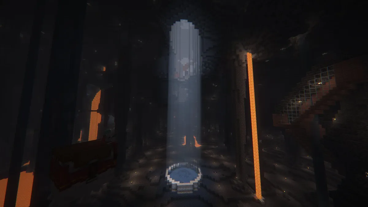 Excavating a hole for some elytra travel led to a sick god beam picture