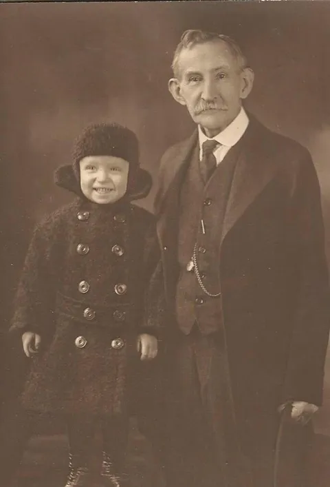 My Grandfather born 1919 with his Grandfather Born 1860