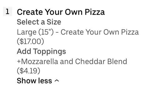 My 15 inch pizza measured in at 13 inches