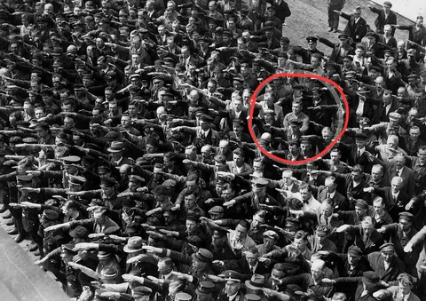 August Landmesser refusing to give a nazi salute (1936)