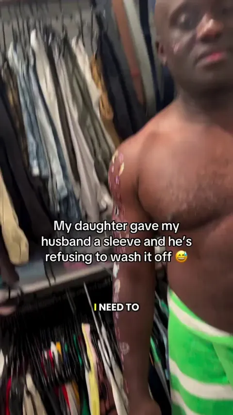 A daughter gives her father a sleeve of temporary tattoos. He even has an origin story for each tattoo