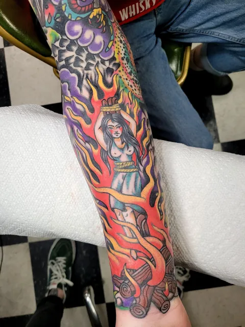 Vampire sleeve by Ryan at Lucky Mountain Tattoo (Erwin TN)
