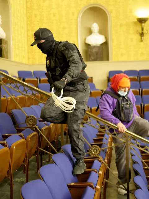 Eric Munchel, photographed during the January 6 Capitol riot, later pardoned by Donald Trump