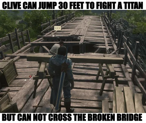 Funny game design that this broken bridge can not be crossed (Final Fantasy XVI)