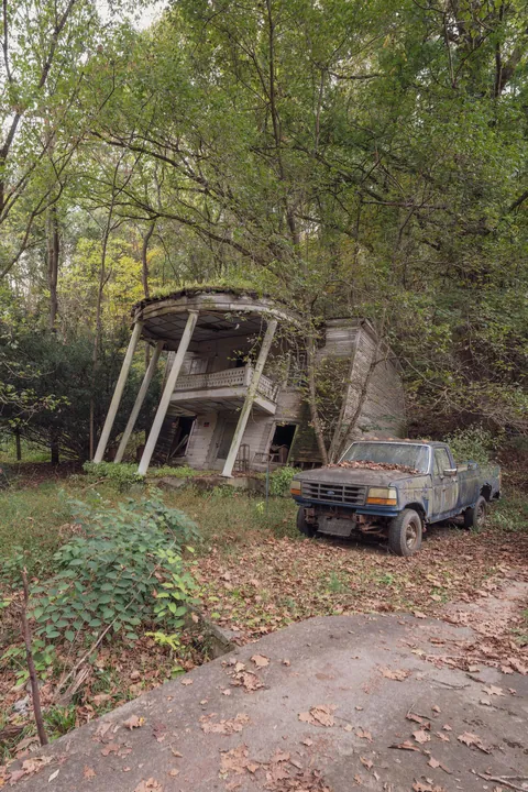 Slumped. Collapsing House In West Virginia.