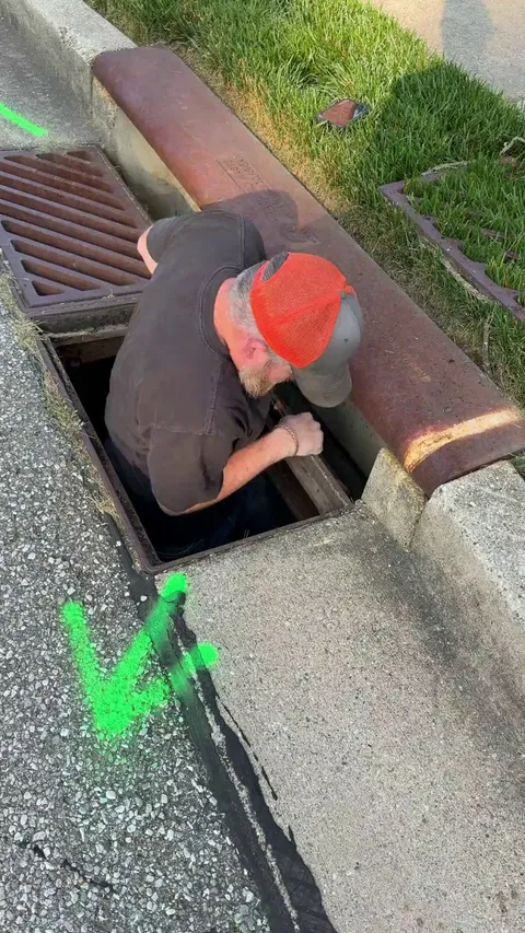 While walking I asked this man why he was staring at the sewer.  He said he thought he heard a deer down there.